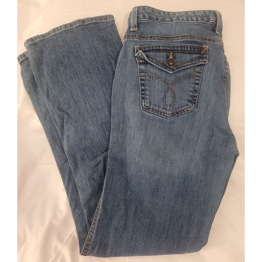 Calvin Klein Womens 30/10 Lean Boot Cut Dark Wash Denim Blue Jeans‎